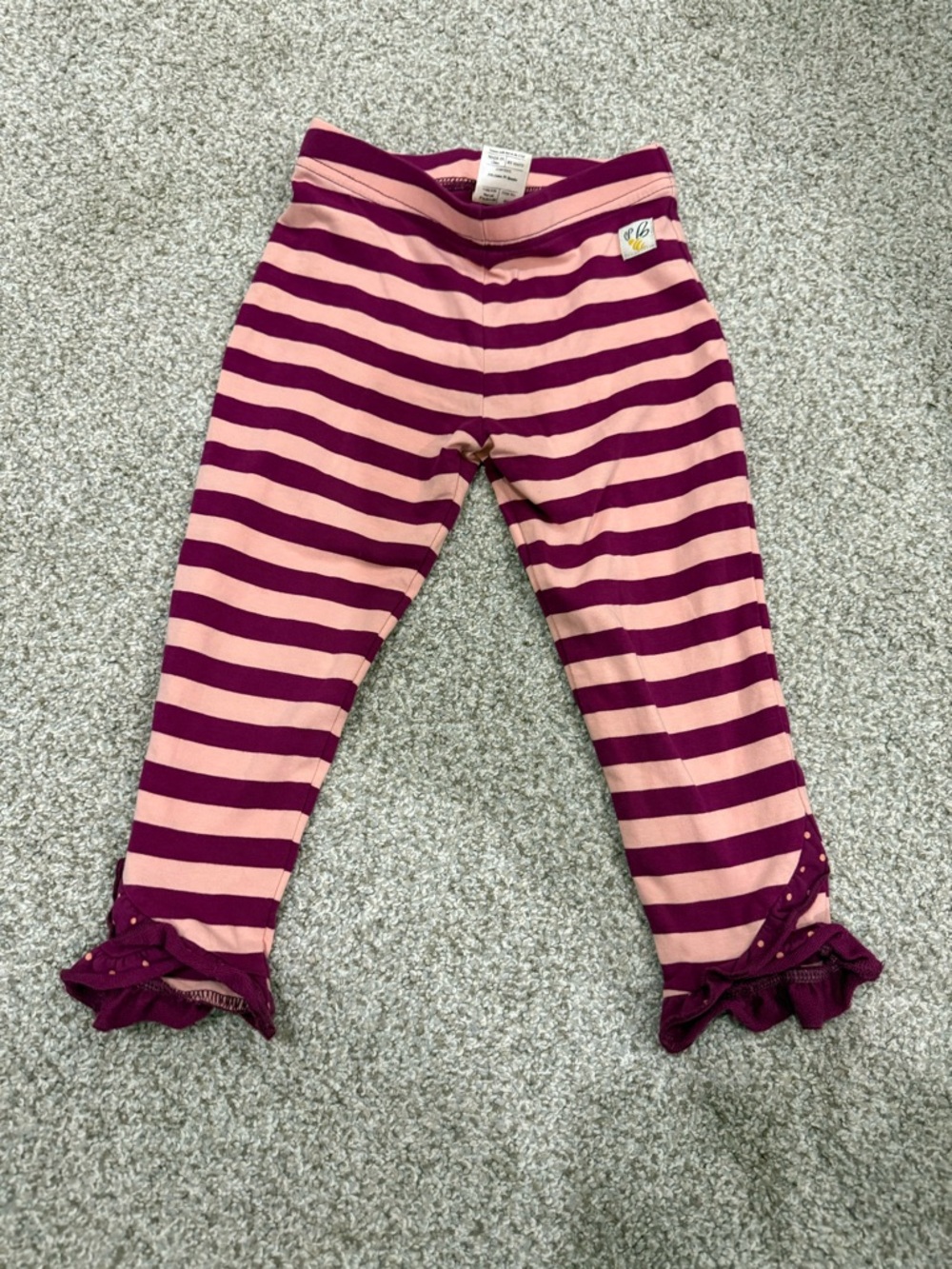 Wildflowers Pink and Purple Striped Ruffle Leggings